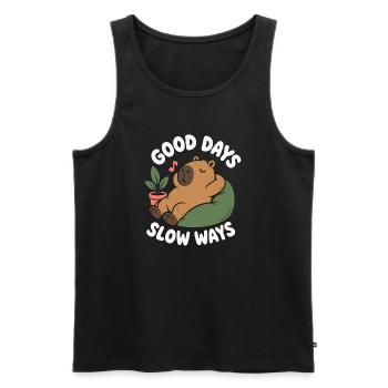Good Days Slow Ways Capybara - Männer Premium Bio Tank Top - Schwarz - Vorne - AI Model Male 178 light (178cm)