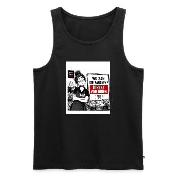 „Wo sind die Bananen?“ – Direkt vor Ihnen. - Männer Premium Bio Tank Top - Schwarz - Vorne - AI Model Male 178 light (178cm)
