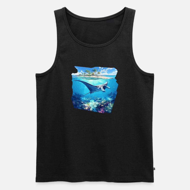 Rochen Mantarochen - Männer Premium Bio Tank Top - Schwarz