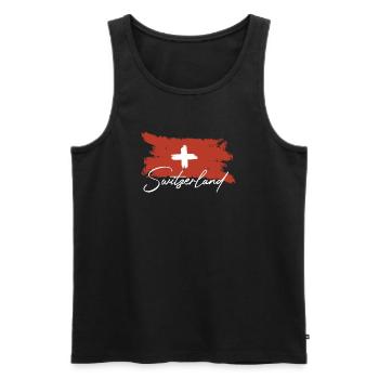 Schweiz Fahne - Männer Premium Bio Tank Top - Schwarz - Vorne - Michal (187cm)