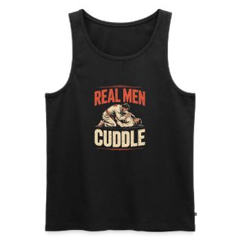 De vrais hommes câlinent Brazilian Jiu Jitsu MMA Judo BJJ - Débardeur bio Premium Homme - noir - Devant - Michal (187cm)