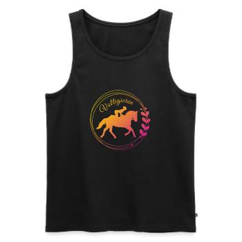 Voltigieren Bank: Volti Pferdesport Pflichtübung - Männer Premium Bio Tank Top - Schwarz - Vorne - Michal (187cm)