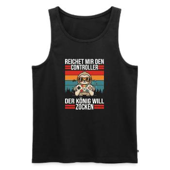 König will Zocken Controller - Männer Premium Bio Tank Top - Schwarz - Vorne - Michal (187cm)
