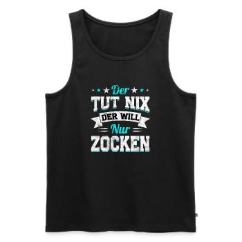 Der Tut Nix Der Will Nur Zocken - Männer Premium Bio Tank Top - Schwarz - Vorne - Michal (187cm)