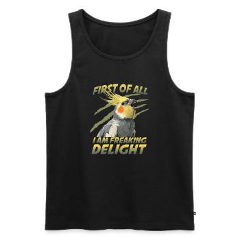 Calopsitte calopsitte oiseau de compagnie perroquet coquin - Débardeur bio Premium Homme - noir - Devant - AI Model Male 178 light (178cm)