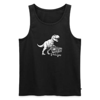 Dino Shopper : T-Rex avec chariot - Débardeur bio Premium Homme - noir - Devant - Michal (187cm)