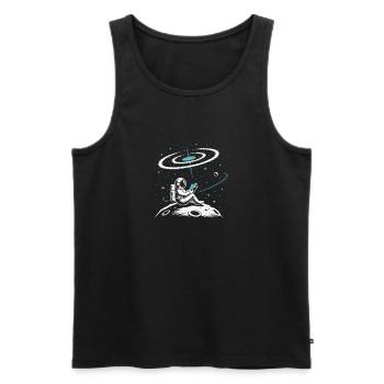 Astronaut reading book on the moon bookworm - Men's Premium Organic Tank Top - black - Front - AI Model Male 178 light (178cm)