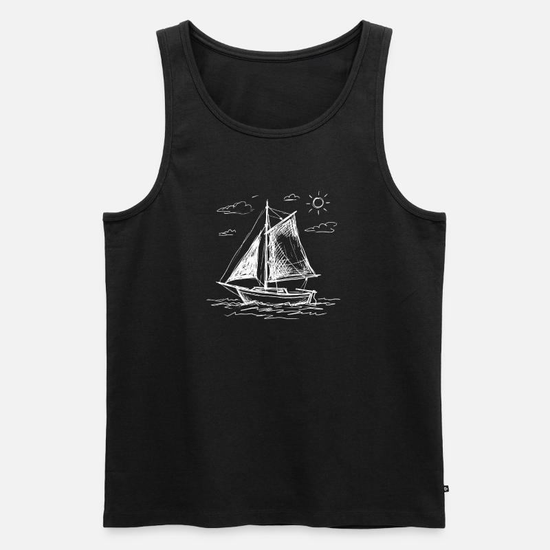 Segelboot hand gezeichnet - Männer Premium Bio Tank Top - Schwarz