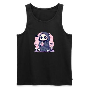 Petit démon flippant et mignon | Pastel Goth Ligne Audacieuse A - Débardeur bio Premium Homme - noir - Devant - AI Model Male 178 light (178cm)