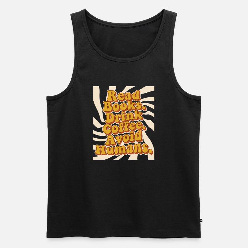 Introvertiert Leseratte Kaffee Bücher  - Männer Premium Bio Tank Top - Schwarz