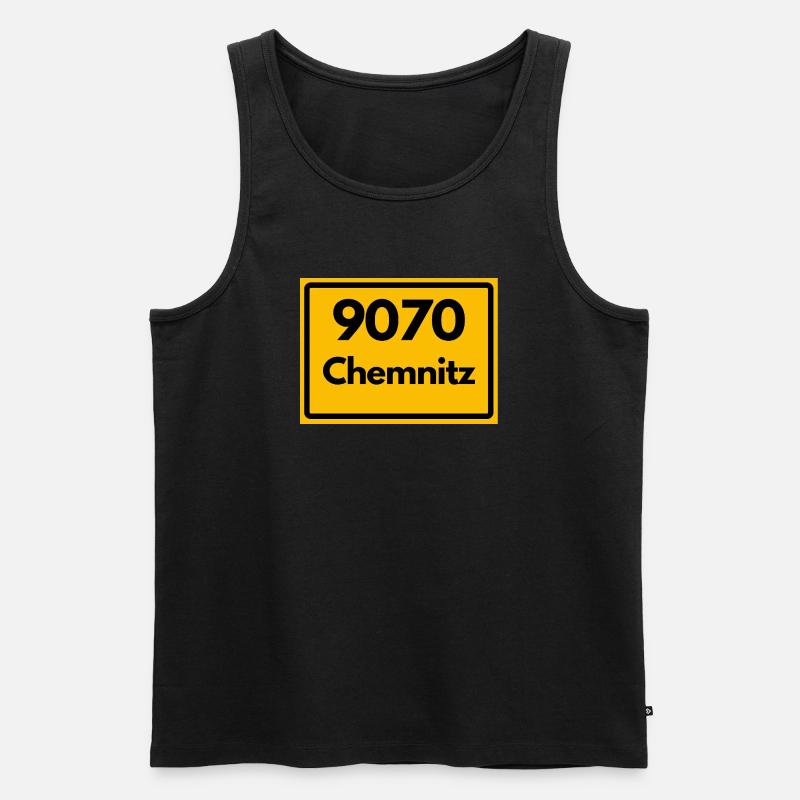 ALTE POSTLEITZAHL 9070 SACHSEN CHEMNITZ - Männer Premium Bio Tank Top - Schwarz