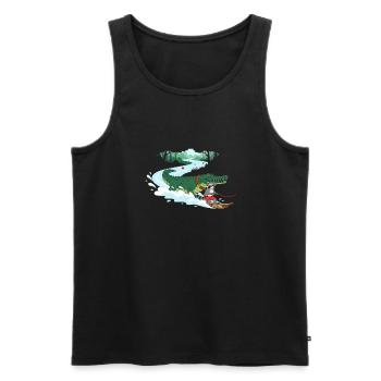 Crocodile Surfer and Cat Companion - Men's Premium Organic Tank Top - black - Front - AI Model Male 178 light (178cm)