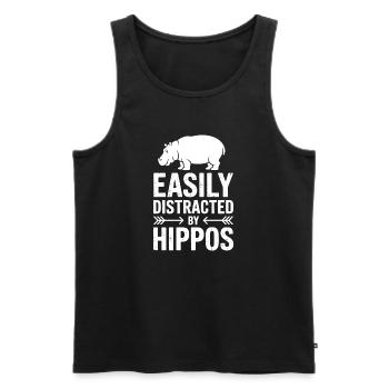 Hippopotamus Sayings Hippopotamus Joke Hippopotamus Gift - Men's Premium Organic Tank Top - black - Front - AI Model Male 178 light (178cm)