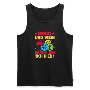 Bingo Game Bingo & Wein Darum Bin Ich Hier Bingo - Männer Premium Bio Tank Top - Schwarz - Vorne - Michal (187cm)
