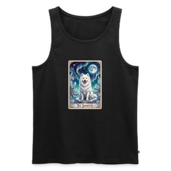 Samoyeds under the Northern Lights - Men's Premium Organic Tank Top - black - Front - AI Model Male 178 light (178cm)