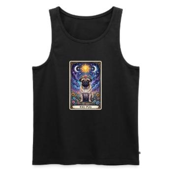 Sun Moon Pug Tarot Illustration - Men's Premium Organic Tank Top - black - Front - AI Model Male 178 light (178cm)