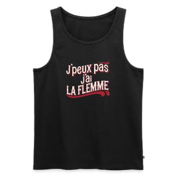 J'peux pas j'ai la flemme - rouge - Débardeur bio Premium Homme - noir - Devant - AI Model Male 178 light (178cm)