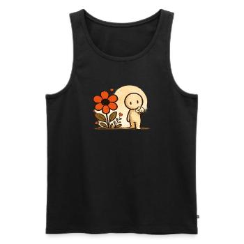 Der kleine Gedanke | Blume - Männer Premium Bio Tank Top - Schwarz - Vorne - Michal (187cm)