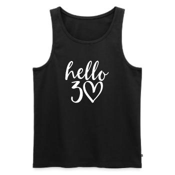 Hallo 30 Geburtstag Skript Herz - Männer Premium Bio Tank Top - Schwarz - Vorne - Michal (187cm)