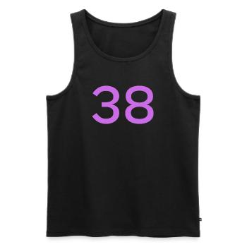 38 - Men's Premium Organic Tank Top - black - Front - AI Model Male 178 light (178cm)