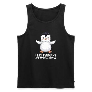 Humour de pingouin disant : j’aime les manchots - Débardeur bio Premium Homme - noir - Devant - Michal (187cm)
