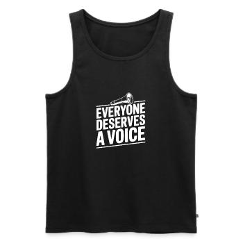 Jeder verdient eine Stimme - Männer Premium Bio Tank Top - Schwarz - Vorne - Michal (187cm)