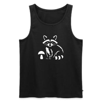 Süßer Waschbär mit Pilz Waldtier - Männer Premium Bio Tank Top - Schwarz - Vorne - Michal (187cm)