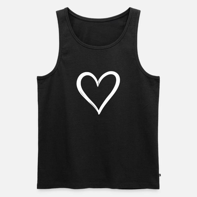 Herz - Männer Premium Bio Tank Top - Schwarz