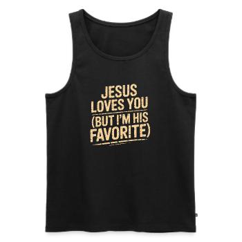 Jesus Loves You, I'm His Favorite - Men's Premium Organic Tank Top - black - Front - Michal (187cm)