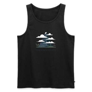 Reach New Heights Mountain Graphic - Men's Premium Organic Tank Top - black - Front - AI Model Male 178 light (178cm)