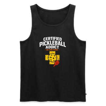 Pickleball Addict Badge - Men's Premium Organic Tank Top - black - Front - Michal (187cm)