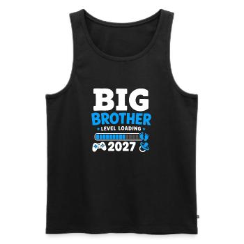 Charge de niveau Big Brother 2027 - Débardeur bio Premium Homme - noir - Devant - AI Model Male 178 light (178cm)