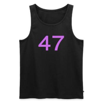 47 - Men's Premium Organic Tank Top - black - Front - AI Model Male 178 light (178cm)