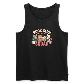 Escouade des chats du club de lecture - Débardeur bio Premium Homme - noir - Devant - AI Model Male 178 light (178cm)