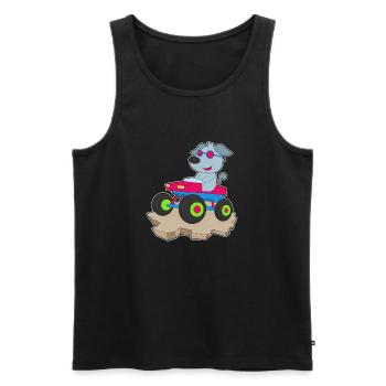 Dog Car - Men's Premium Organic Tank Top - black - Front - AI Model Male 178 light (178cm)