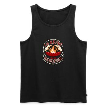 Reine de la Saucisse en Flammes - Débardeur bio Premium Homme - noir - Devant - AI Model Male 178 light (178cm)