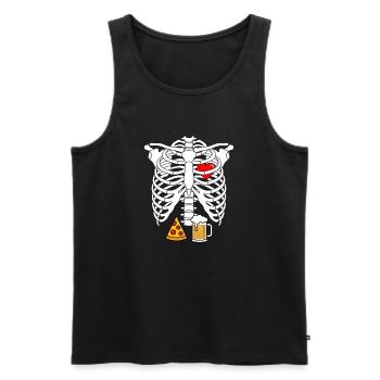 Dad Skeleton Halloween Beer Pizza Funny Pregnancy  - Men's Premium Organic Tank Top - black - Front - AI Model Male 178 light (178cm)