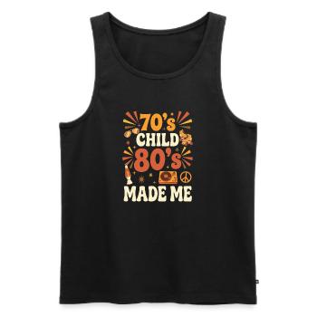 Enfant des années 70 Les années 80 m’ont rendu rétro vintage - Débardeur bio Premium Homme - noir - Devant - AI Model Male 178 light (178cm)