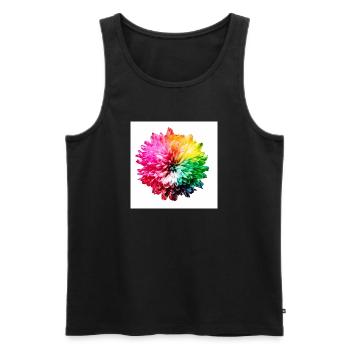 Regenbogen Blüte Explosion - Männer Premium Bio Tank Top - Schwarz - Vorne - Michal (187cm)