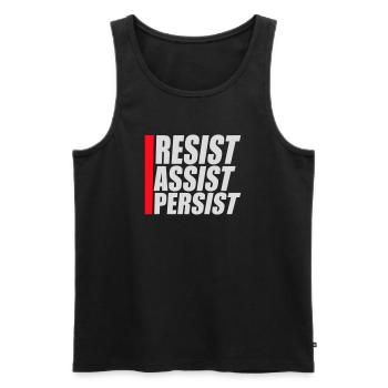 Resist Assist Persist Aktivismus Motivation Logo - Männer Premium Bio Tank Top - Schwarz - Vorne - AI Model Male 178 light (178cm)