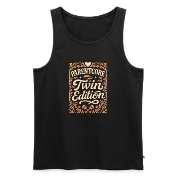 Twin Edition | Zwillingseltern Retro - Männer Premium Bio Tank Top - Schwarz - Vorne - Michal (187cm)