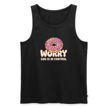 Donut Faith Inspire: God Is In Control - Men's Premium Organic Tank Top - black - Front - AI Model Male 178 light (178cm)