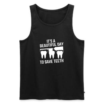 Save Teeth Day T-Shirt - Männer Premium Bio Tank Top - Schwarz - Vorne - Michal (187cm)
