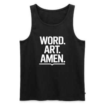 Wortkunst Amen-Typografie - Männer Premium Bio Tank Top - Schwarz - Vorne - AI Model Male 178 light (178cm)