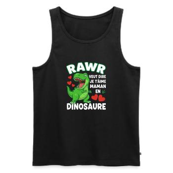 Rawr Je t'aime Maman Dinosaure Mignon - Débardeur bio Premium Homme - noir - Devant - AI Model Male 178 light (178cm)