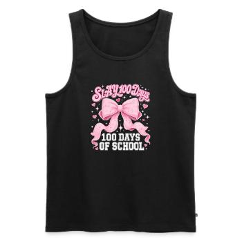 Coquette rose à nœud papillon Slay 100 Day School - Débardeur bio Premium Homme - noir - Devant - Michal (187cm)
