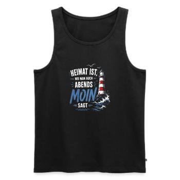 Heimat Moin Abend Leuchtturm - Männer Premium Bio Tank Top - Schwarz - Vorne - Michal (187cm)