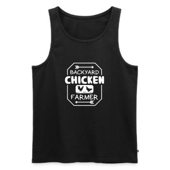 Logo des Hühnerbauern im Hinterhof - Männer Premium Bio Tank Top - Schwarz - Vorne - Michal (187cm)