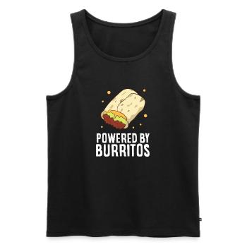Powered by Burritos - Men's Premium Organic Tank Top - black - Front - Michal (187cm)