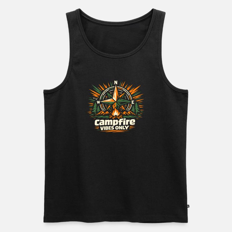 Lagerfeuer Kompass Vibes - Männer Premium Bio Tank Top - Schwarz